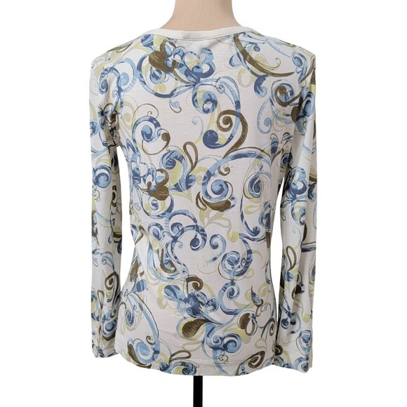 J. Jill Size S Lightweight Abstract Print V-Neck Button Front T-Shirt Cardigan - Picture 4 of 11